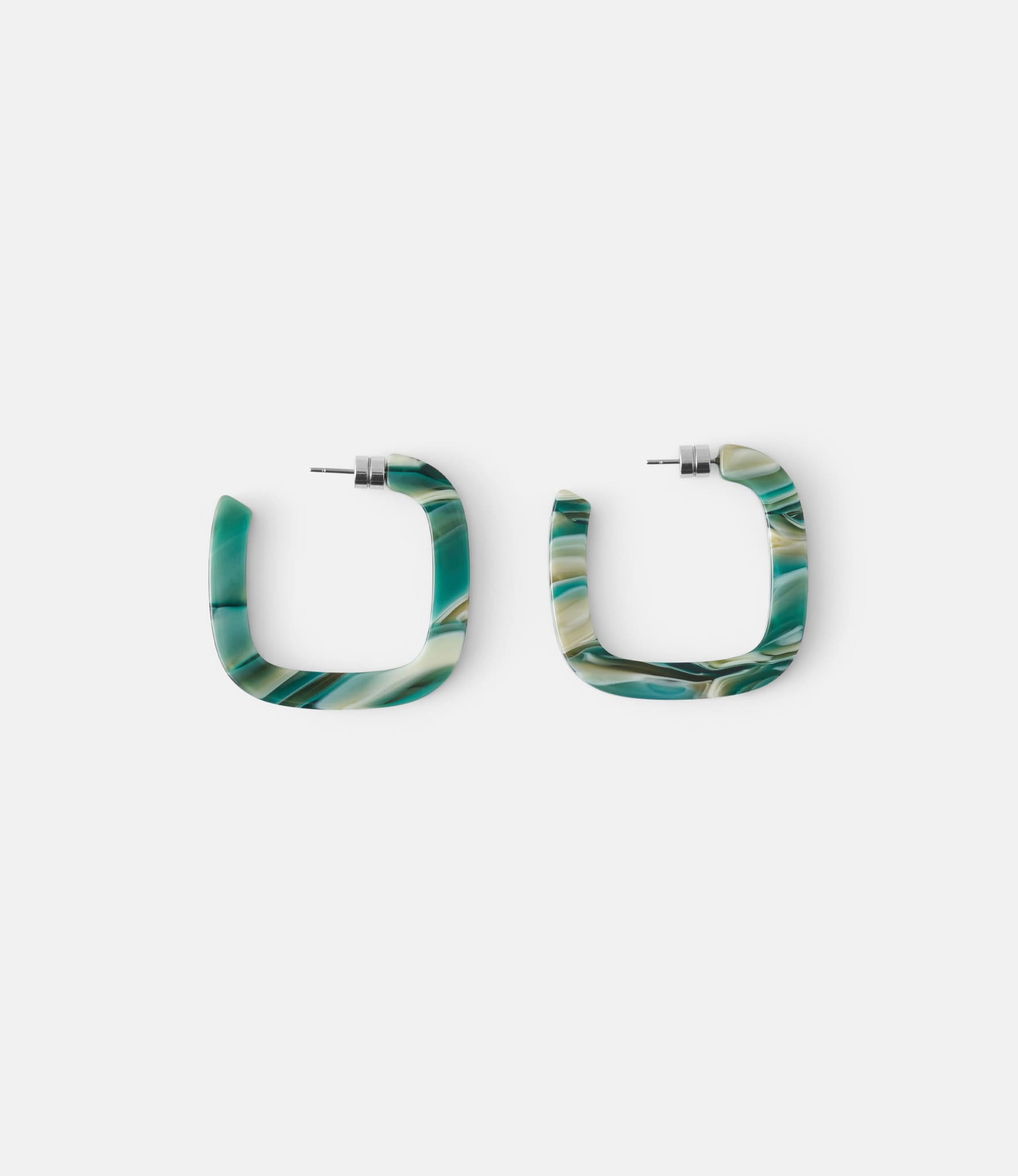Machete Midi Square Hoops in Stromanthe — серьги из ацетата